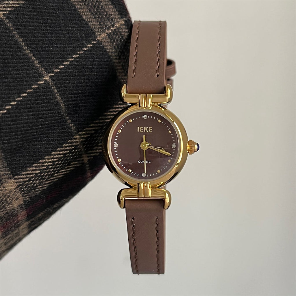 IEKE Minimalist Round Slim Band Collegiate Watch - Preppy Everyday Quartz Watch for Women