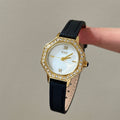 IEKE Octagonal Polygon Petite Slim Leather Watch - Geometric Place Vendôme Quartz Watch for Women