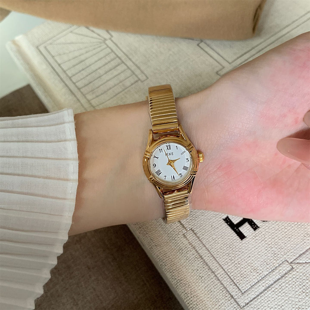 IEKE Classic Petite Round Minimalist Leather Watch - Pure Dainty Quartz Watch for Women
