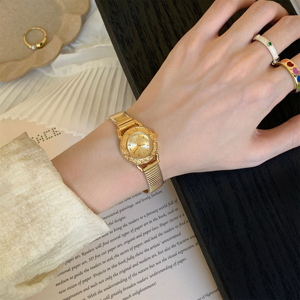 IEKE Botanical Filigree Radial Pattern Round Watch - Artistic Floral Quartz Watch for Women