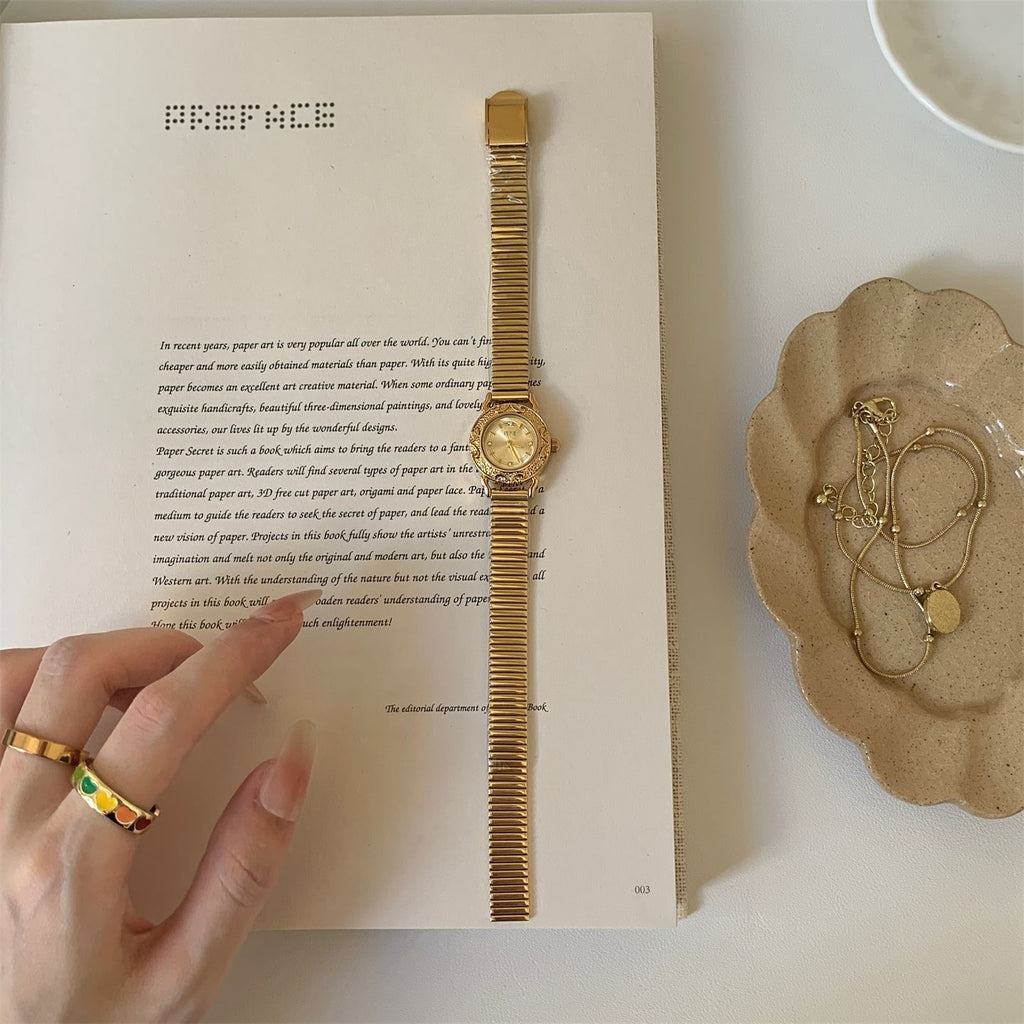 IEKE Botanical Filigree Radial Pattern Round Watch - Artistic Floral Quartz Watch for Women