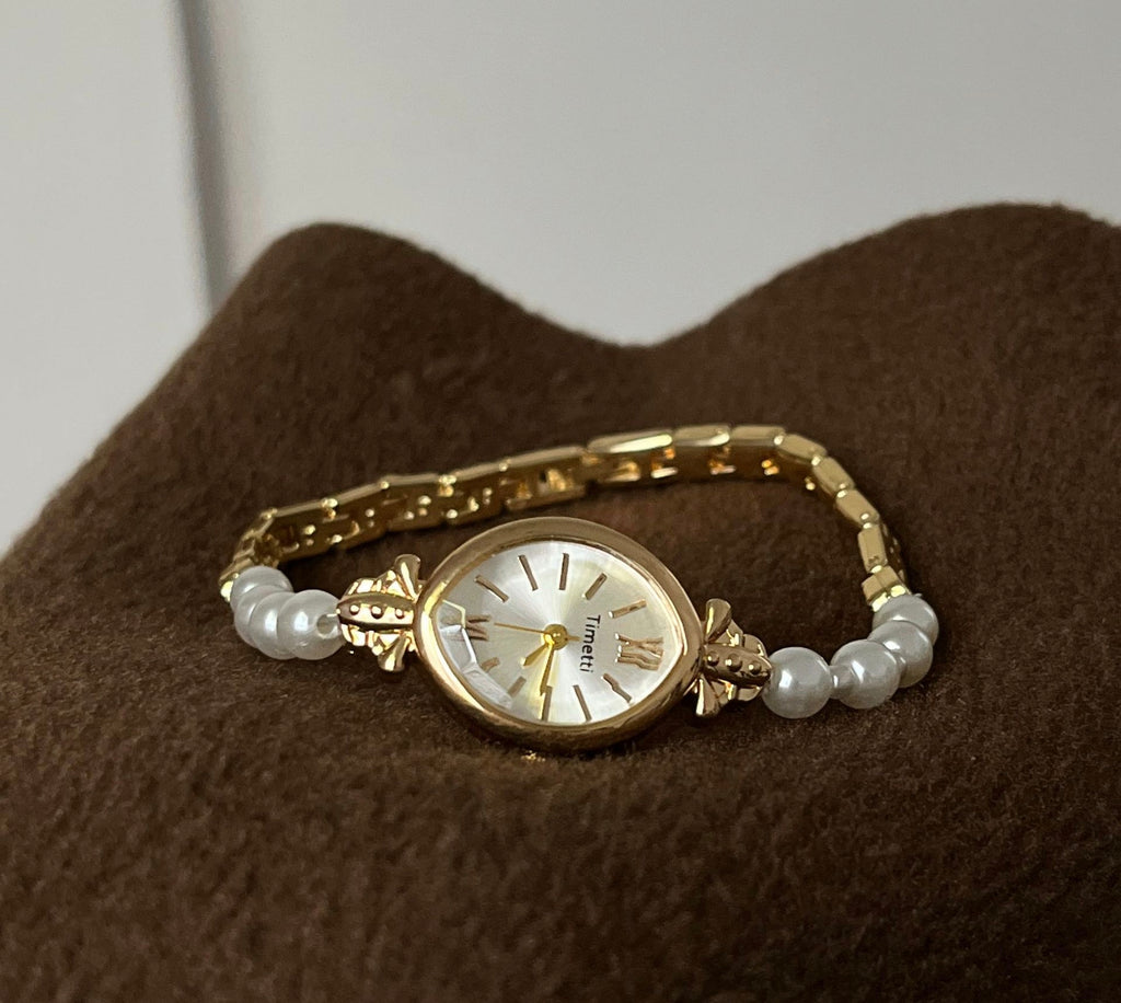 Vintage Natural Freshwater Pearl Bracelet Watch - Dainty Jewelry Quartz Watch for Women