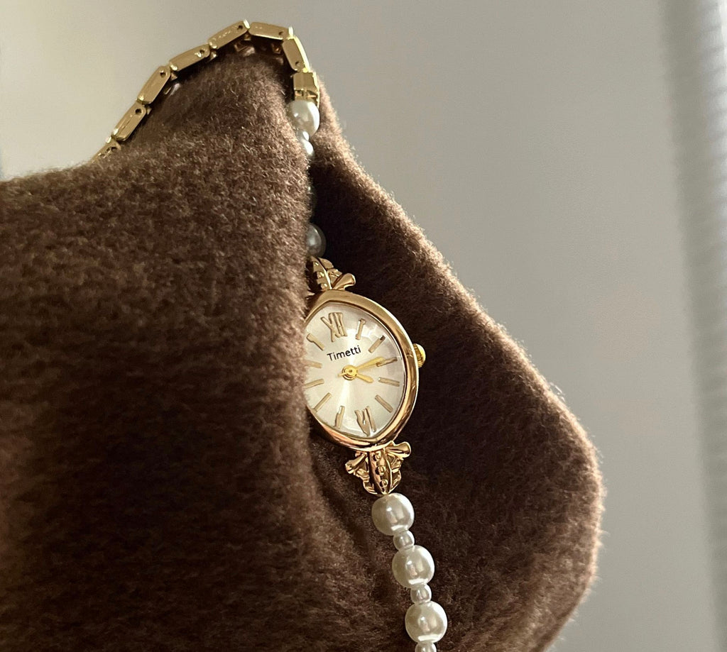 Vintage Natural Freshwater Pearl Bracelet Watch - Dainty Jewelry Quartz Watch for Women