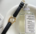 IEKE Black and Gold Petite Dial Watch with Leather Strap - Vintage Artistic Minimalist Watch for Women