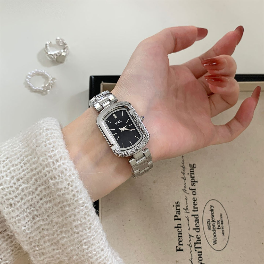 IEKE Cold Aesthetic Monochrome Steel Bracelet Watch - Modern Minimalist Quartz Watch for Women