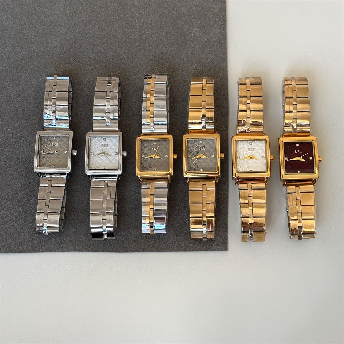 IEKE Vintage Engraved Filigree Square Steel Watch - Antique Patterned Quartz Watch for Women
