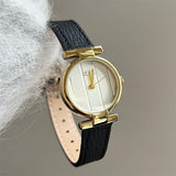 IEKE Vintage Grace Petite Round Slim Leather Watch - Dainty Dress Quartz Watch for Women