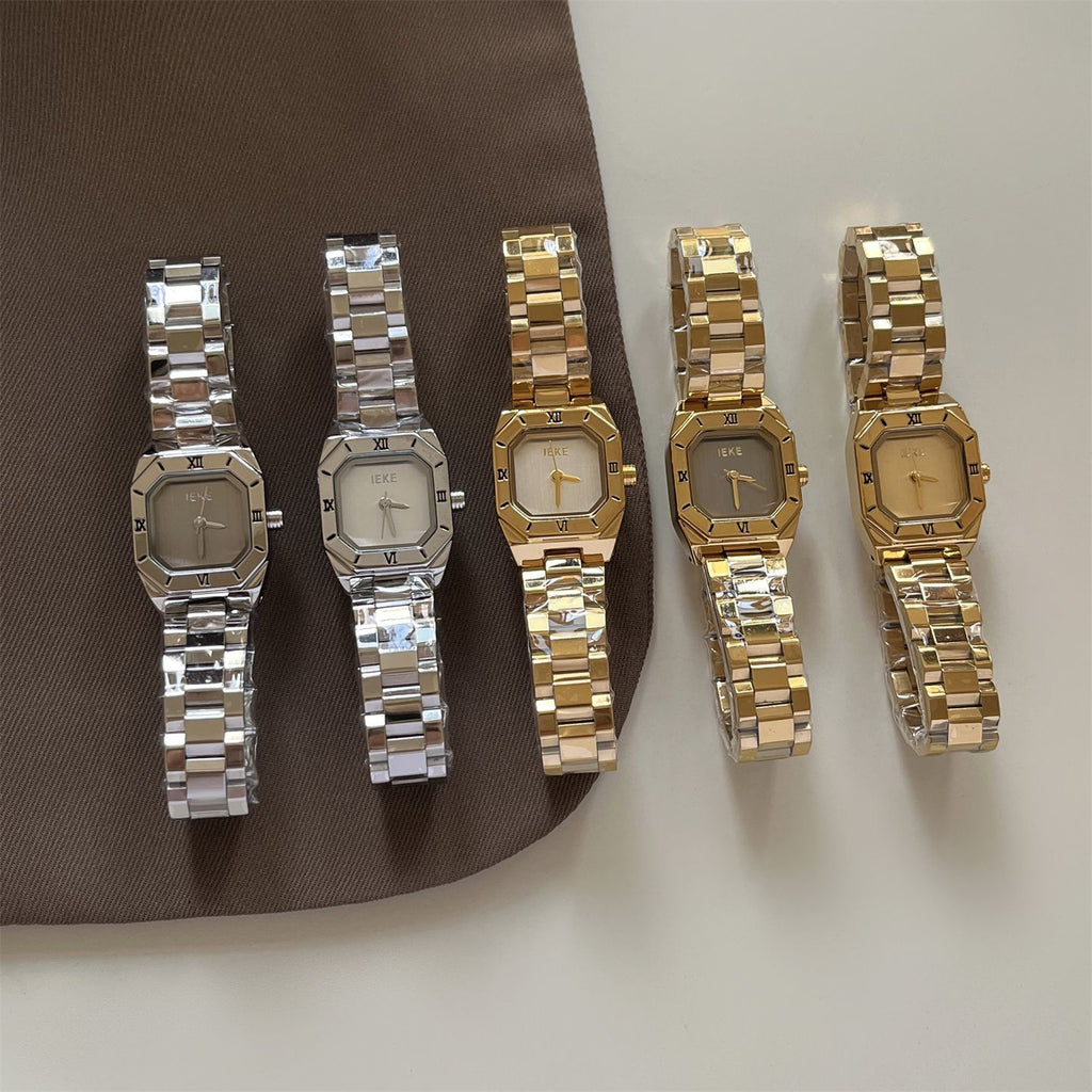 IEKE Chic Square Steel Bracelet Watch - Minimalist Tank Quartz Watch for Women