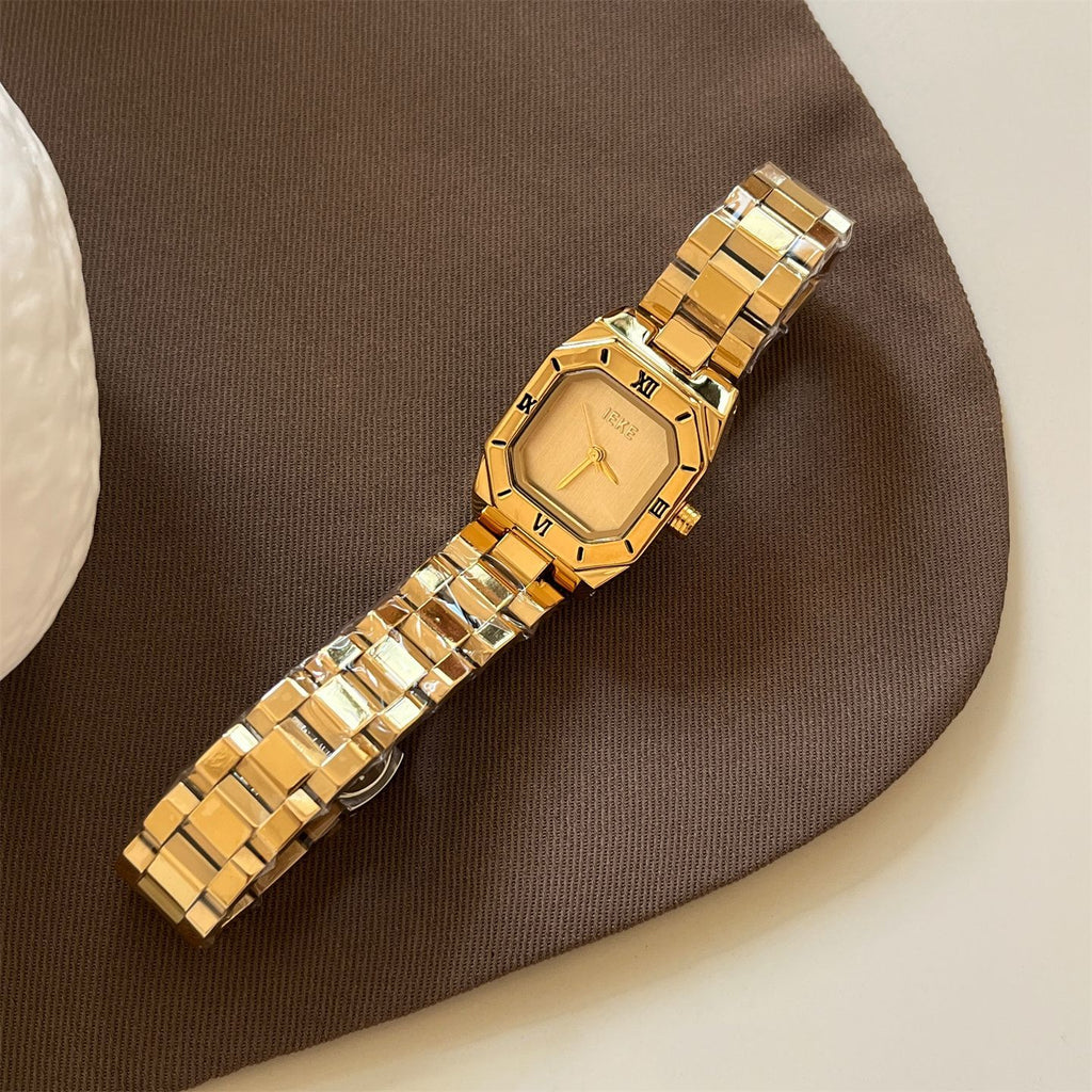 IEKE Chic Square Steel Bracelet Watch - Minimalist Tank Quartz Watch for Women