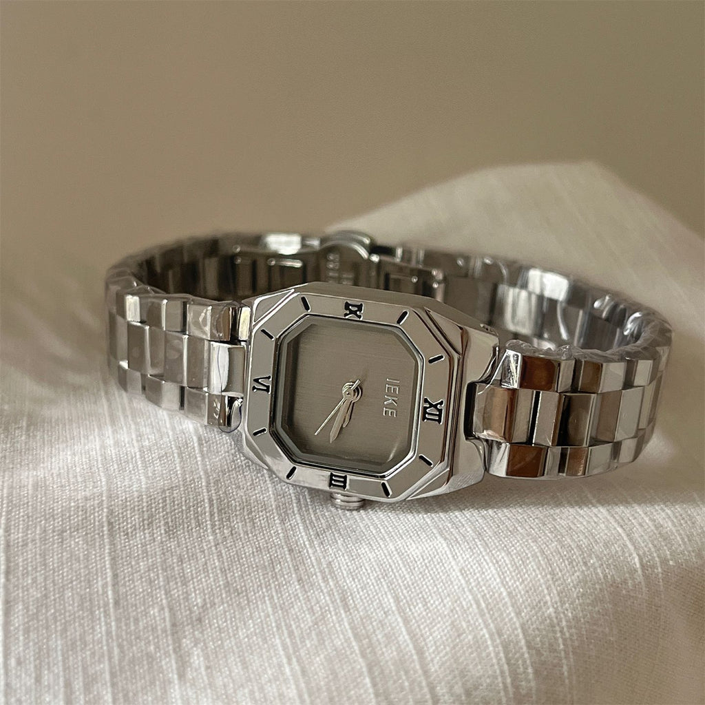 IEKE Chic Square Steel Bracelet Watch - Minimalist Tank Quartz Watch for Women