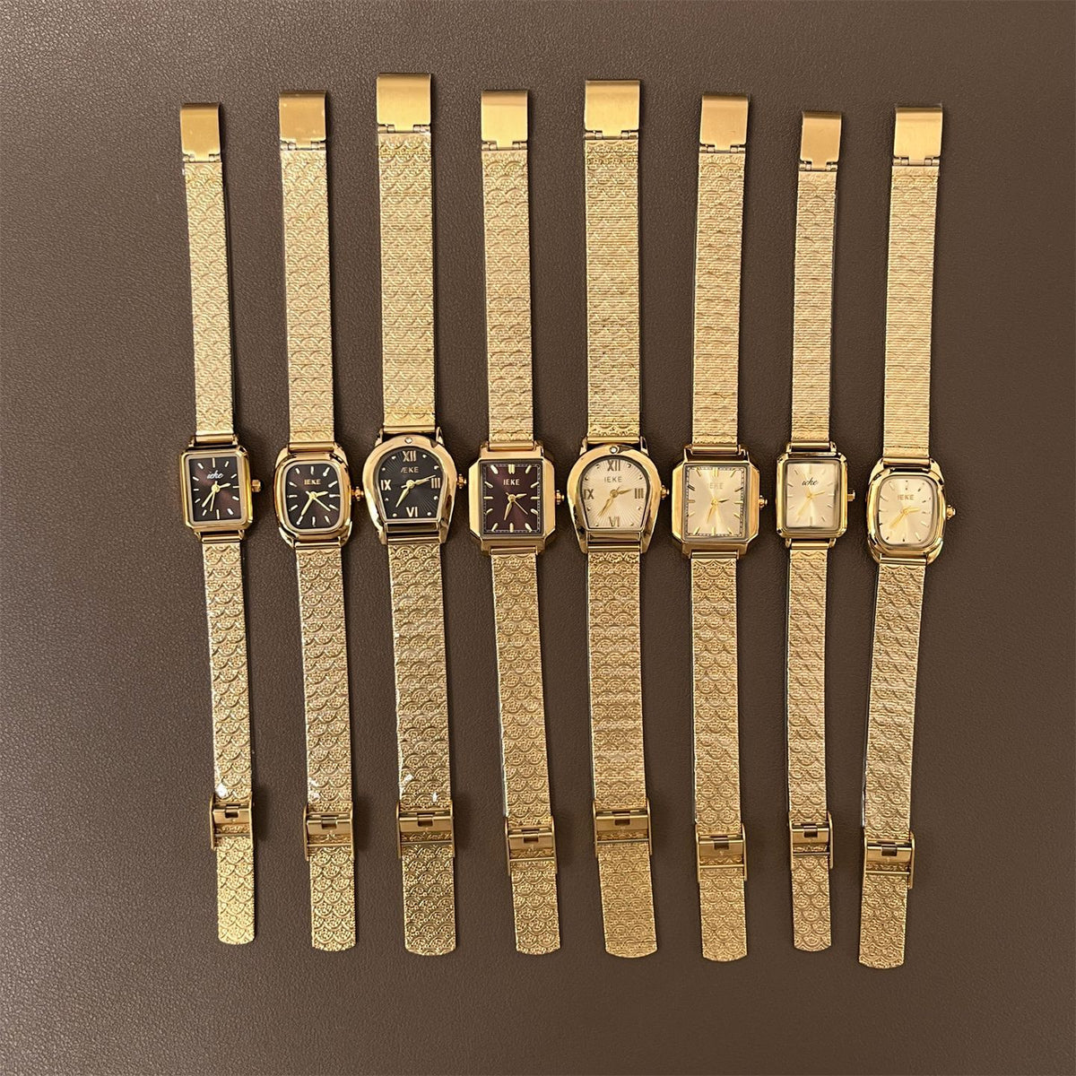 IEKE Archival Gold Square Tank Bracelet Watch - Vintage Estate Mini Gold Watch for Women