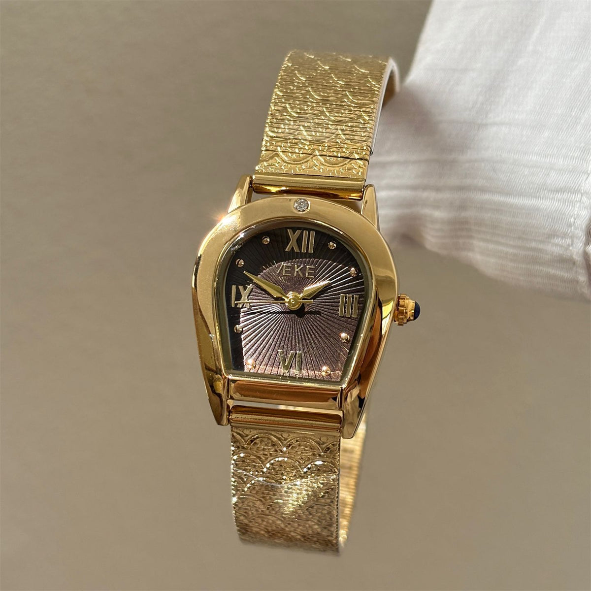IEKE Archival Gold Square Tank Bracelet Watch - Vintage Estate Mini Gold Watch for Women