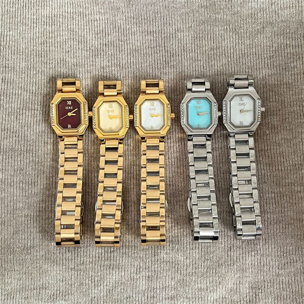 IEKE Glacier Ice Blue Mother of Pearl Steel Watch - Shimmering Nacre Quartz Watch for Women