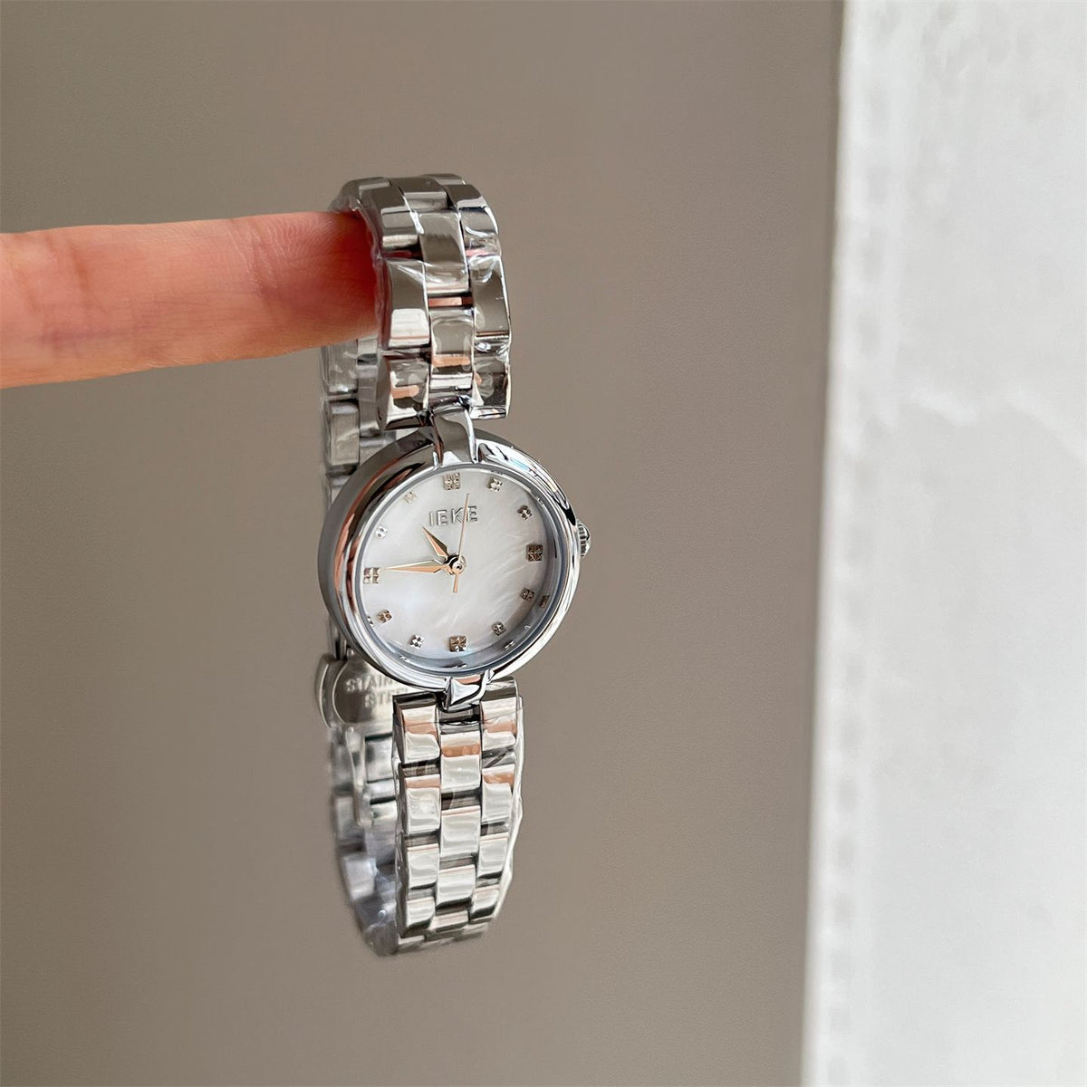 IEKE Nordic Azure Mother of Pearl Leather Watch - Cold Aesthetic Nacre Quartz Watch for Women