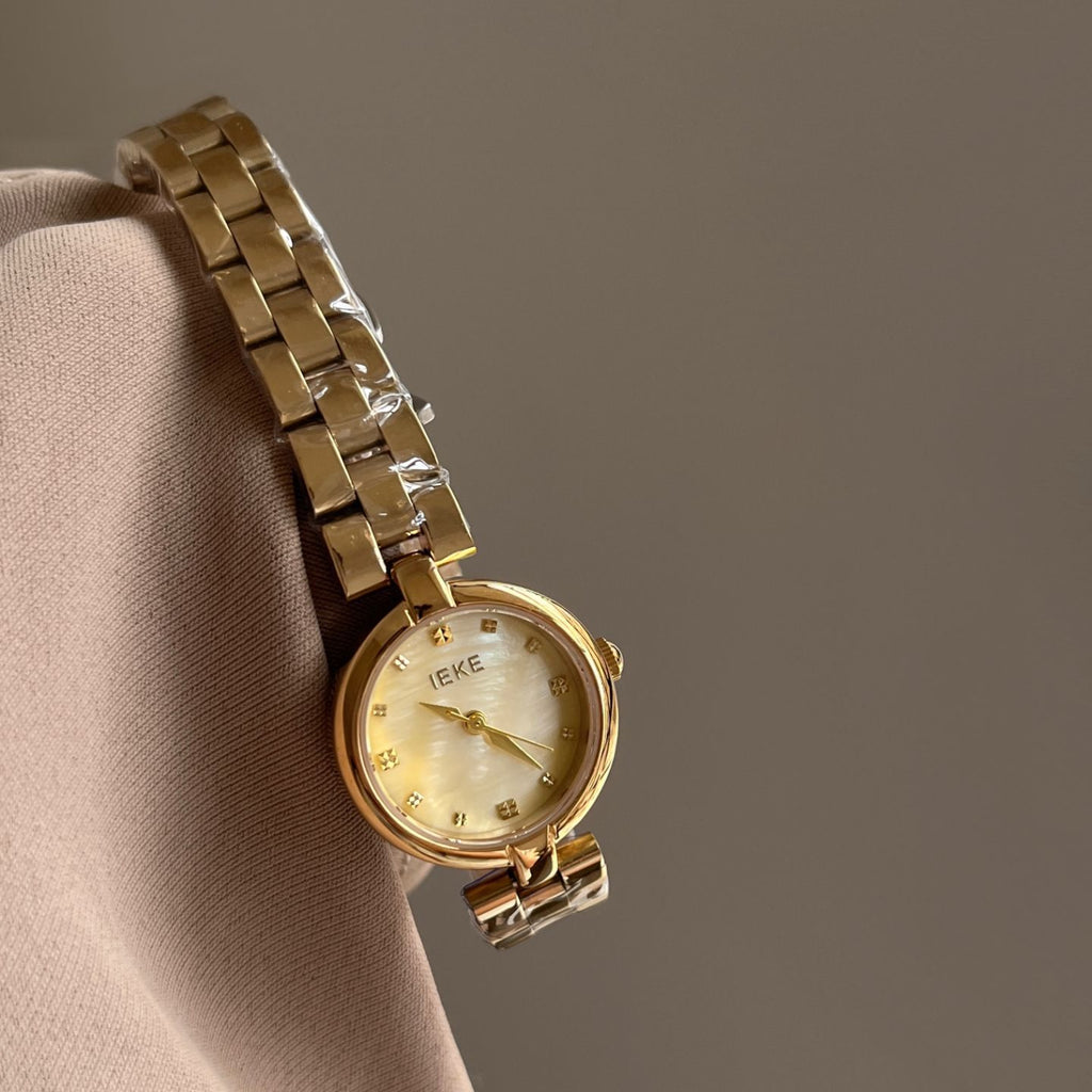 IEKE Nordic Azure Mother of Pearl Leather Watch - Cold Aesthetic Nacre Quartz Watch for Women
