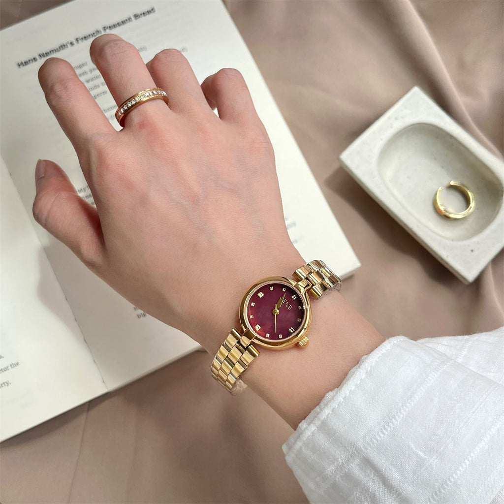 IEKE Nordic Azure Mother of Pearl Leather Watch - Cold Aesthetic Nacre Quartz Watch for Women