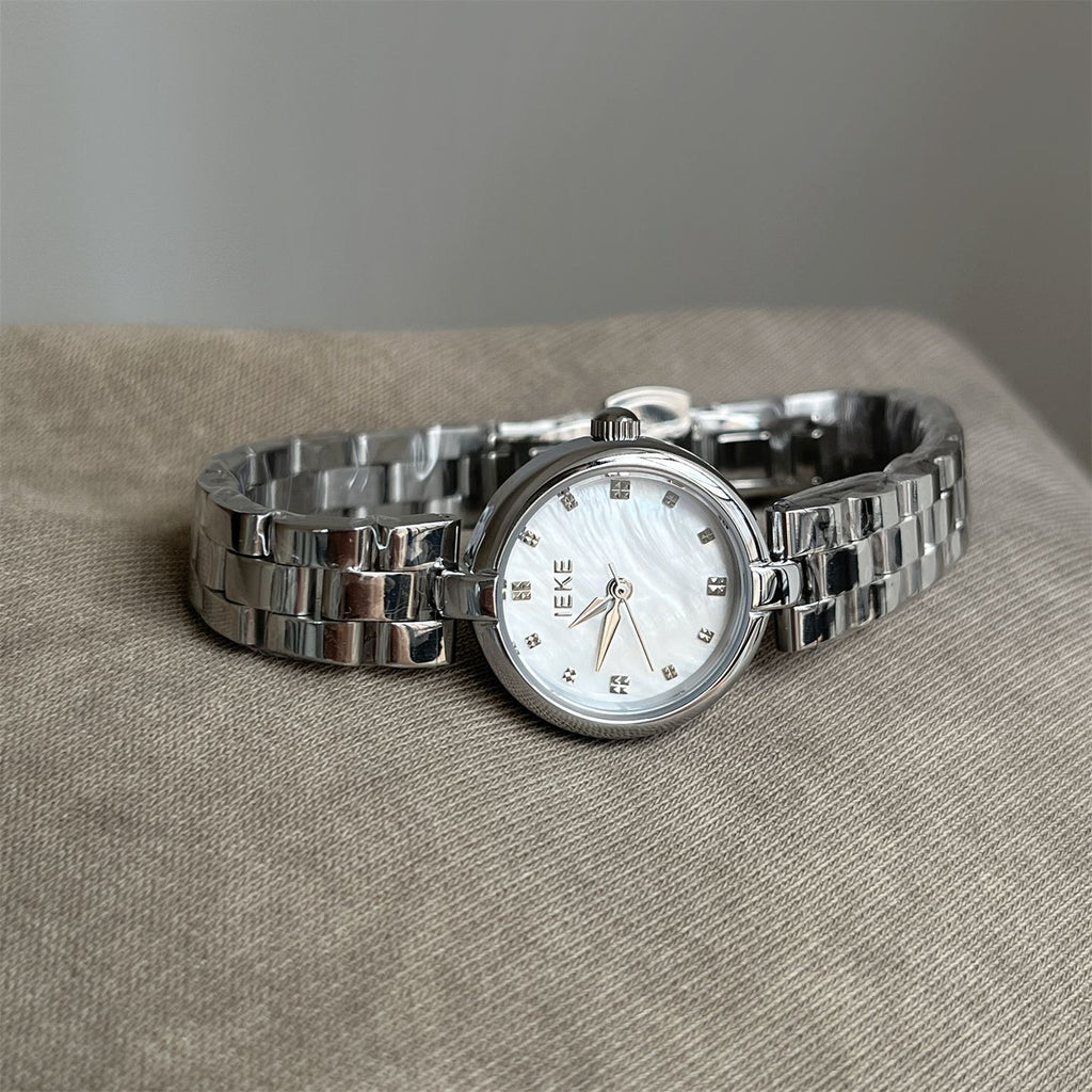 IEKE Nordic Azure Mother of Pearl Leather Watch - Cold Aesthetic Nacre Quartz Watch for Women
