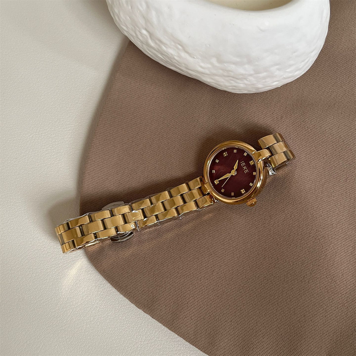 IEKE Nordic Azure Mother of Pearl Leather Watch - Cold Aesthetic Nacre Quartz Watch for Women
